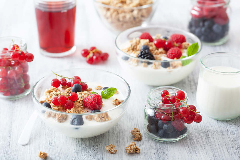 healthy breakfast with yogurt and granola